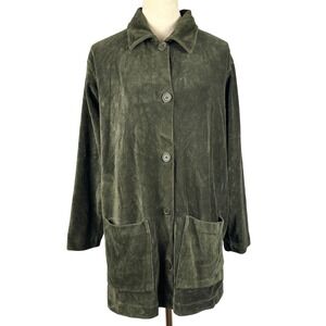 Vintage 90s Geoffrey Beene Sport Corduroy Shirt Jacket Olive Green Womens Large‎